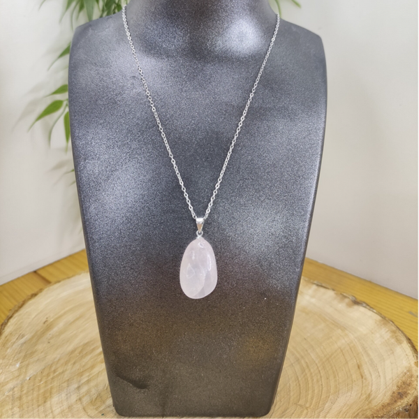 Pendentif pierre roulée quartz rose