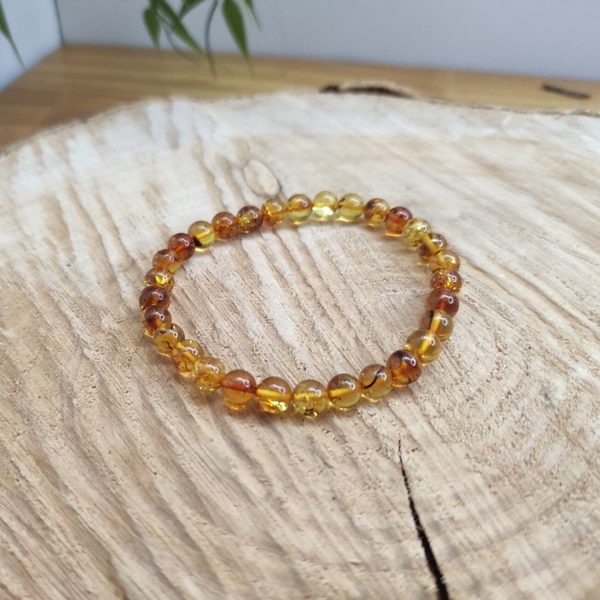 Bracelet ambre miel 6mm