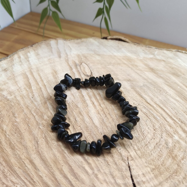 Bracelet Baroque Obsidienne Dorée