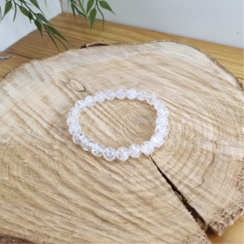 Bracelet cristal de roche craquelé 8mm