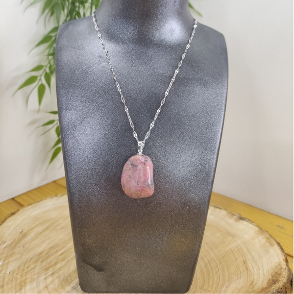 Pendentif Pierre roulée Rhodonite