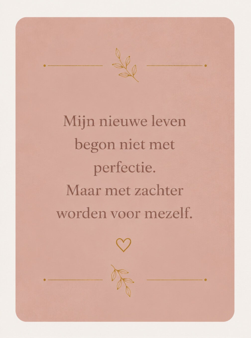 Zachte roze quote afbeelding over milder worden voor jezelf tijdens herstel
