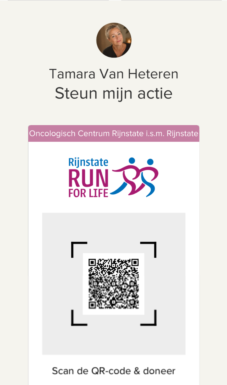 QR-code om de Rijnstate Run For Life actie van Tamara van Heteren te steunen.