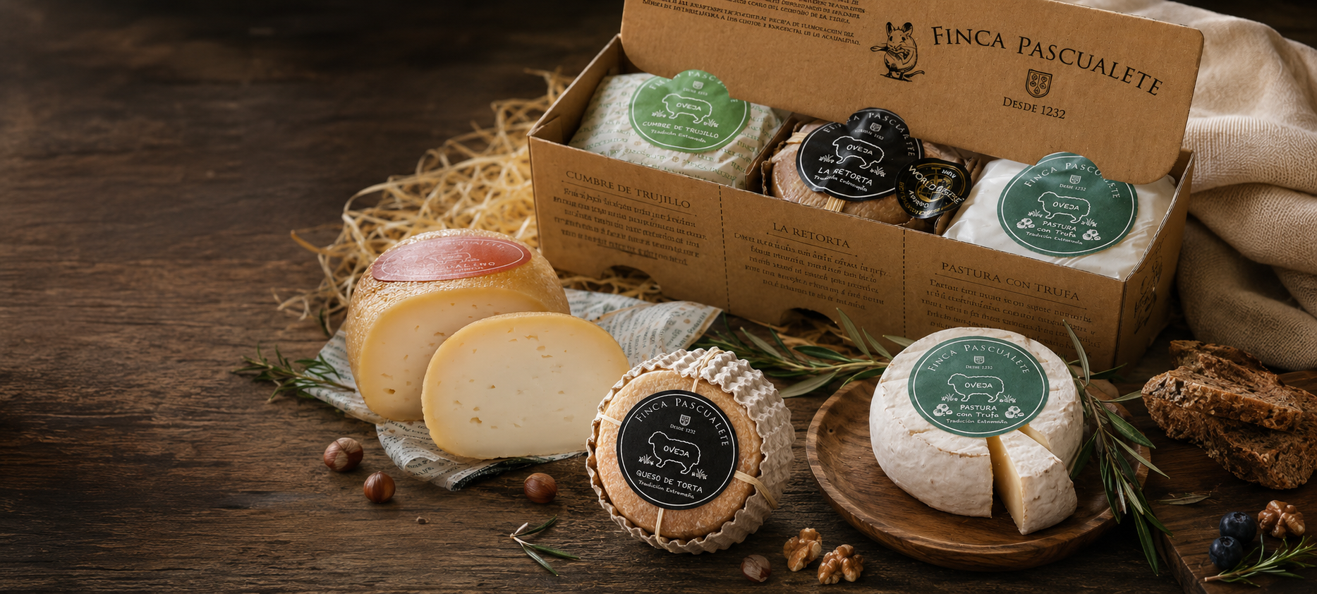 Selección de quesos Pascualete artesanos de oveja.