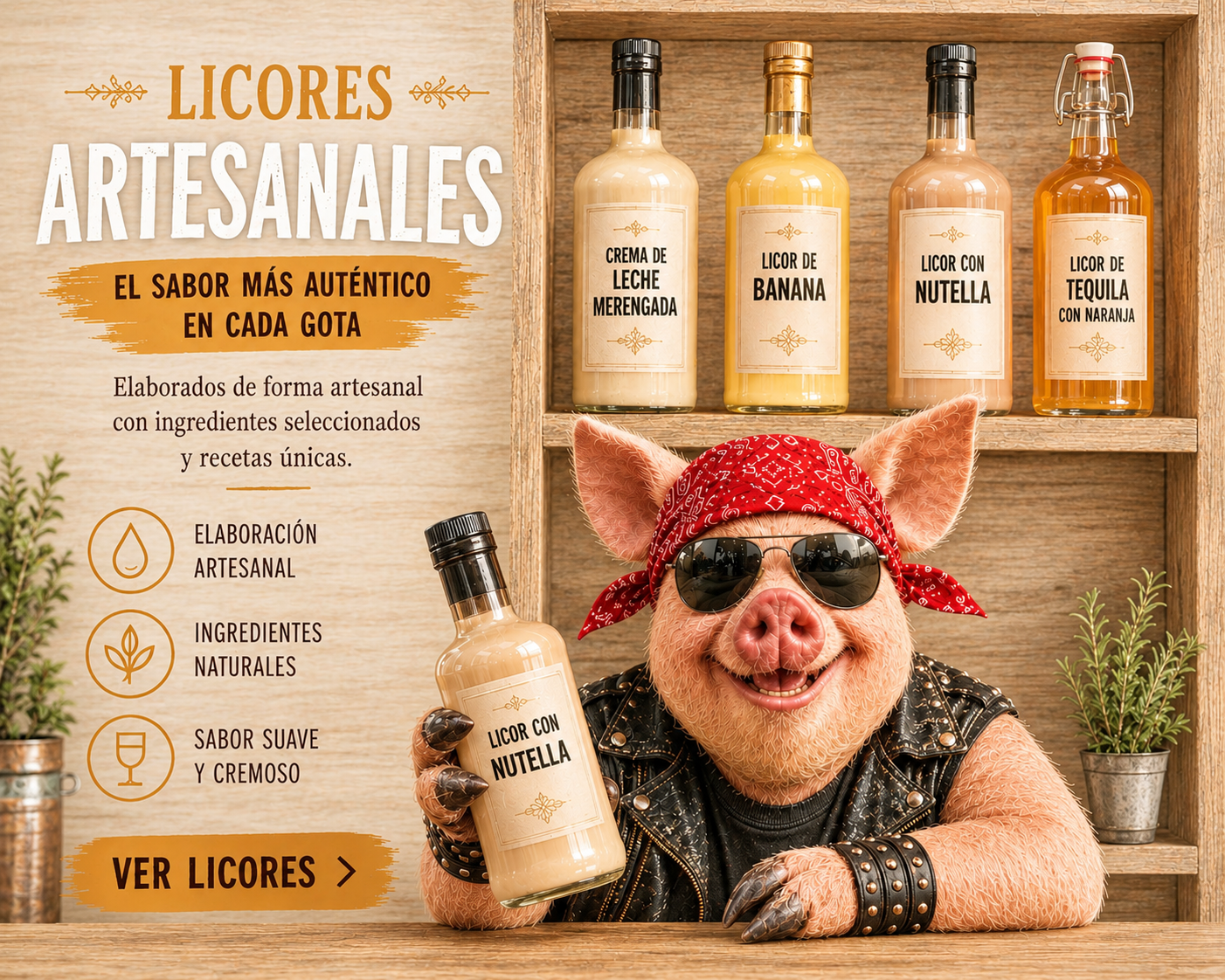 Cerdo y licores 
