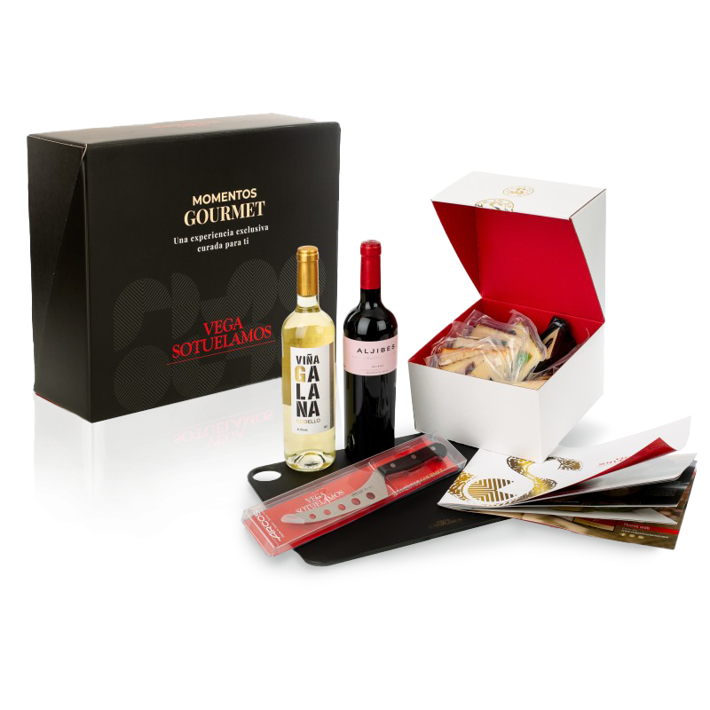 Pack Premium 10 cuñas de queso, vinos Aljibes y tabla de quesos