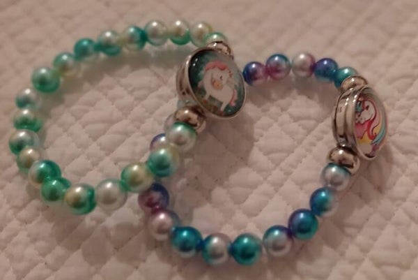 Armbandje met eenhoorn, blauw