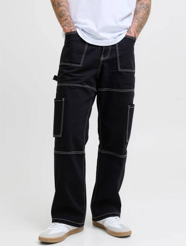 Jean cargo coupe droite noir