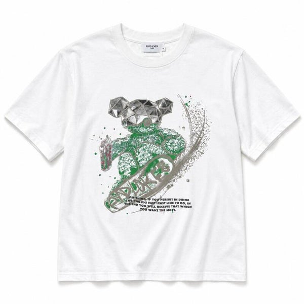 T-shirt oversize blanc imprimé ours