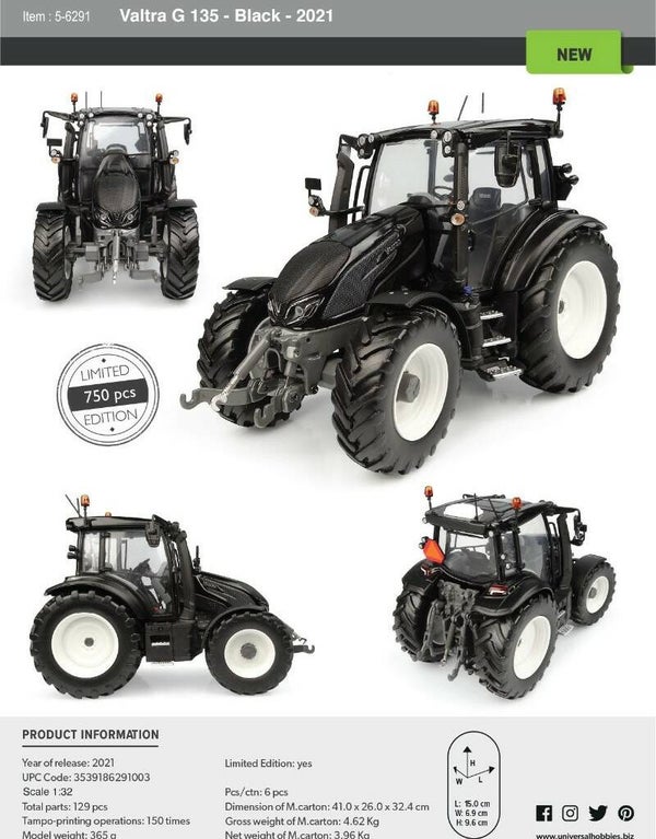Valtra G 135 Black 1/32 Lim.Ed