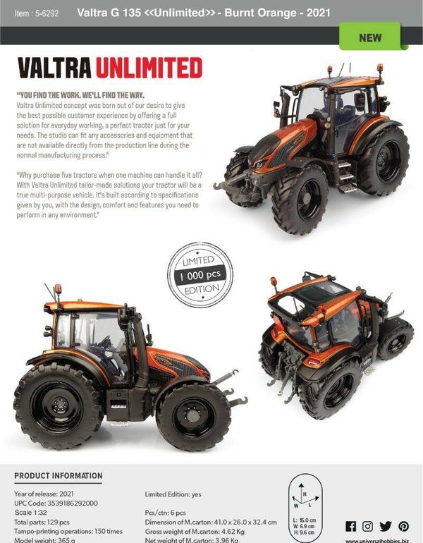 Valtra G 135 Burnt Orange  1/32 Lim.Ed