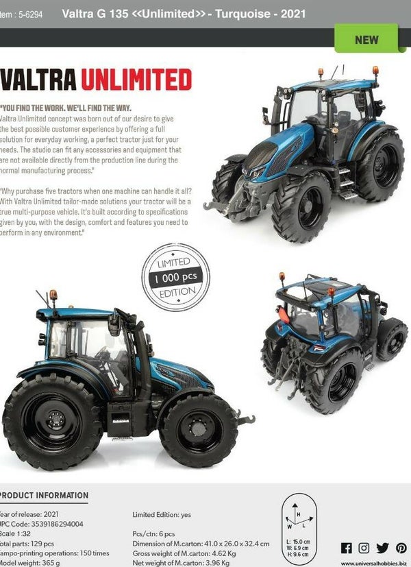 Valtra G 135 Turquoise 1/32 Lim.Ed