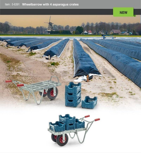 Kruiwagen met Asperge kratten