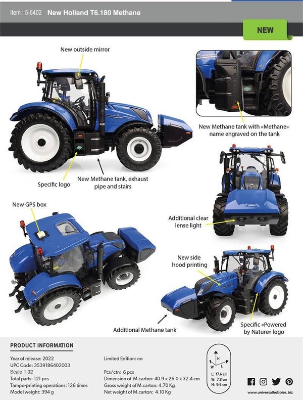 New Holland T 6 180 Methane  1:32