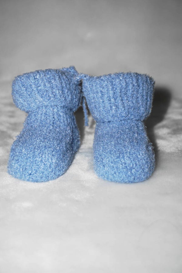 Chaussons bébé en tricot - Bleu ciel