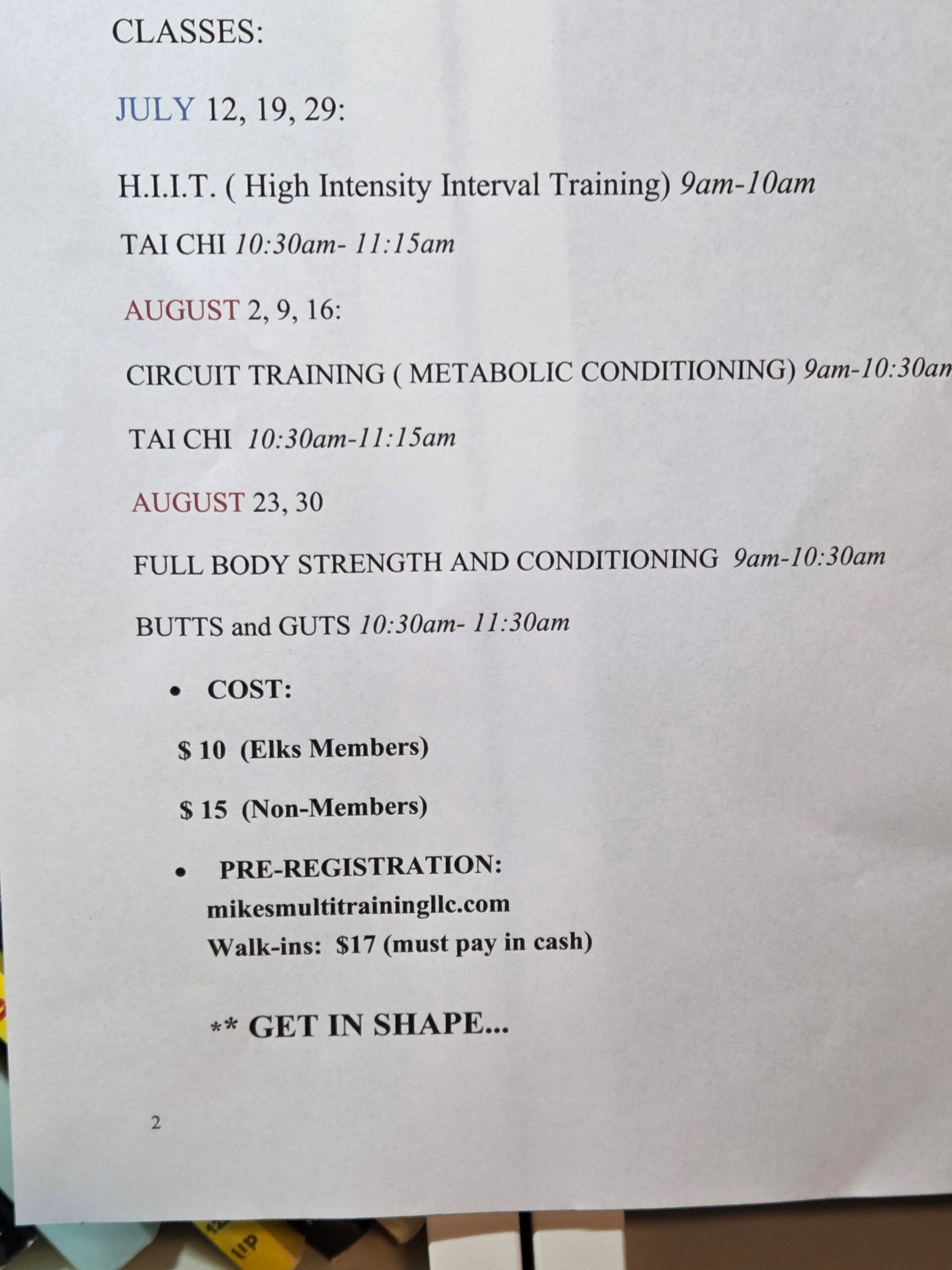 (ELK MEMBERS) Group Fitness Class Pre-Registration