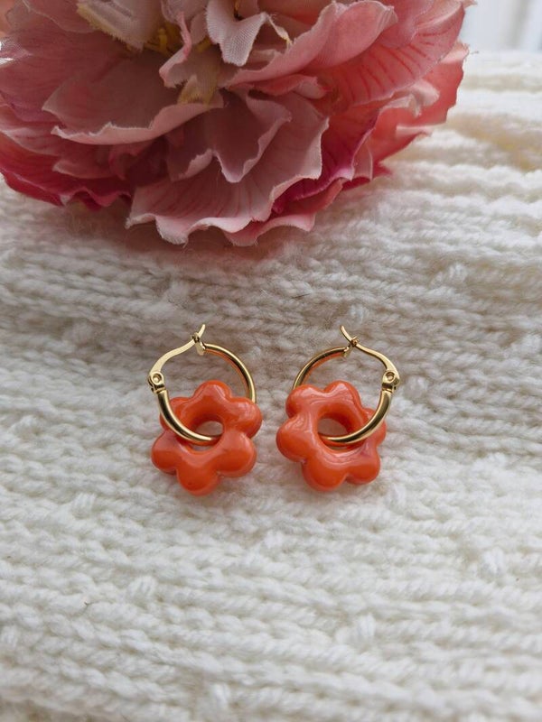 Boucles d'oreilles Pampilles Marguerite Orange