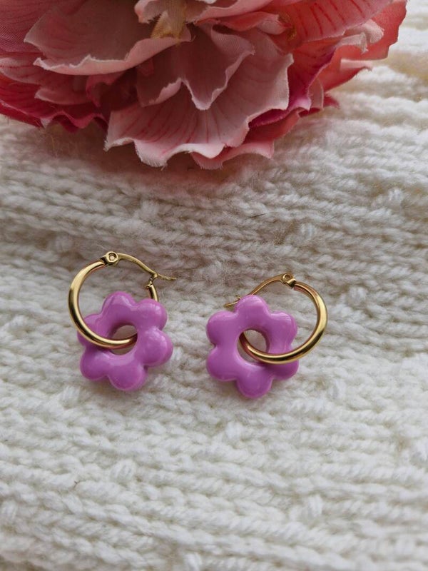 Boucles d'oreilles Pampilles Marguerite Parme