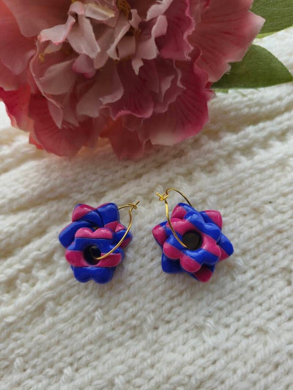 Boucles d'oreilles Rose & Bleu