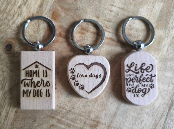 Gegraveerde houten sleutelhanger