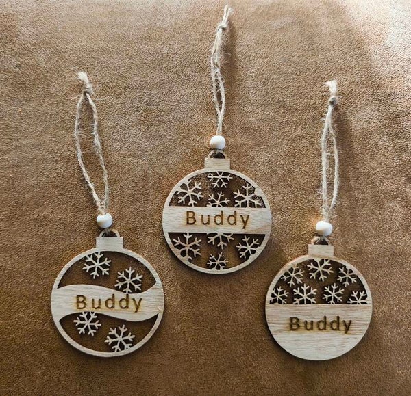 3 gepersonaliseerde houten kersthangers