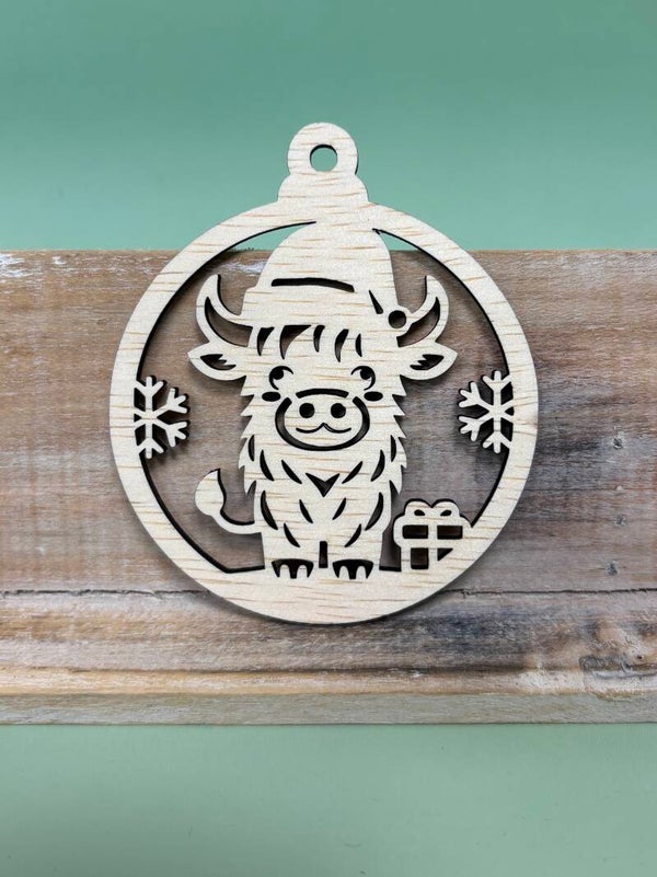 Kerstbal - Hooglander met Muts