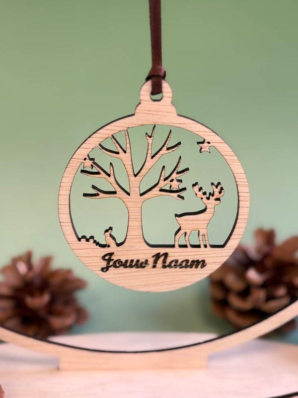 Kerstbal - Hert & konijn - Gepersonaliseerd