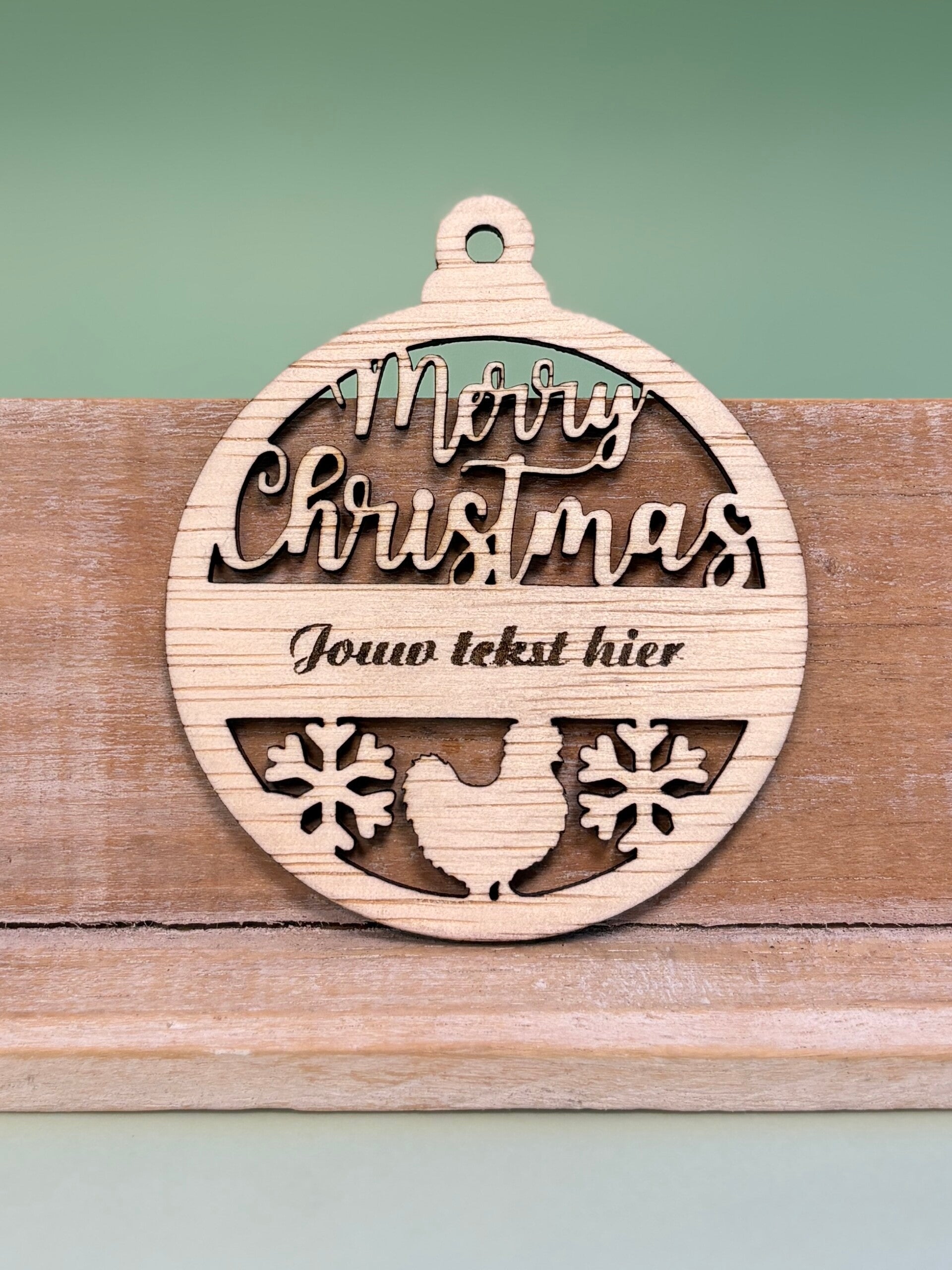 Kerstbal - Zijdehoender Merry Christmas