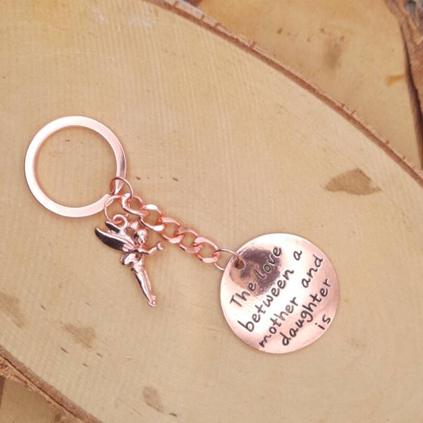 sleutelhanger rond met elf roze goud