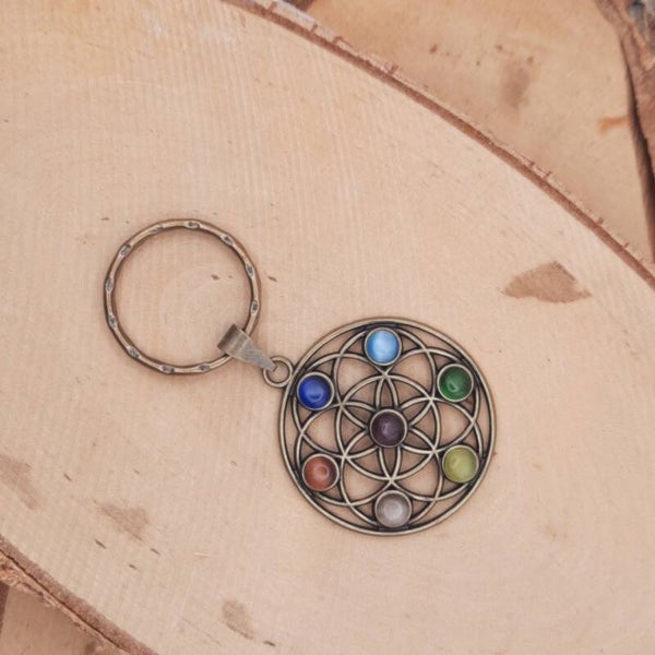 sleutelhanger mandala chakra brons