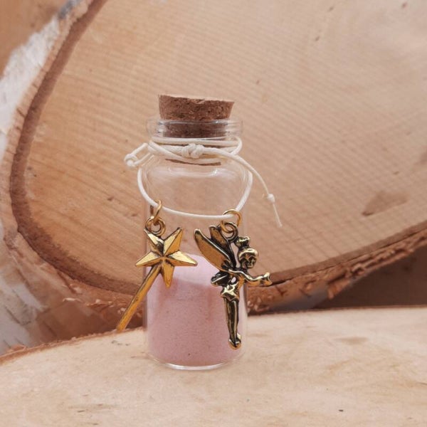 wensflesje armband elf en staf roze
