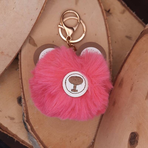 sleutelhanger Pompon beer roze