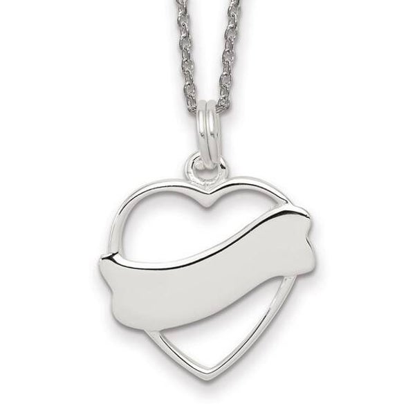 Personalized Hand Engraving 925 Sterling Silver Heart Charm on 18