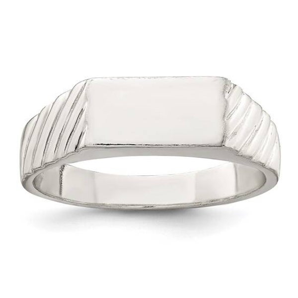 Personalized Hand Engraving 925 Sterling  Silver  6x11mm Open Back Signet Ring.