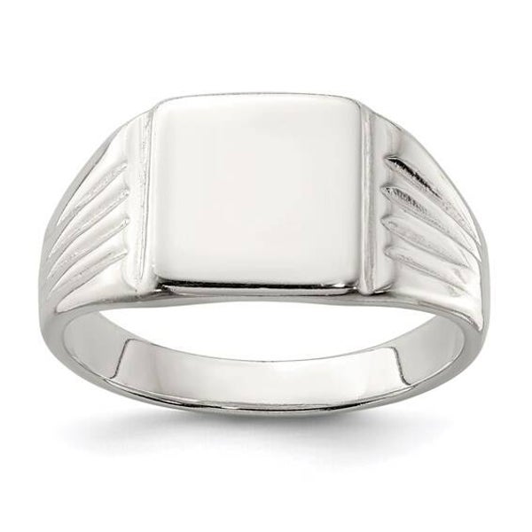 Personalized Hand Engraving 925 Sterling Silver  11x11mm Open Back Signet Ring.
