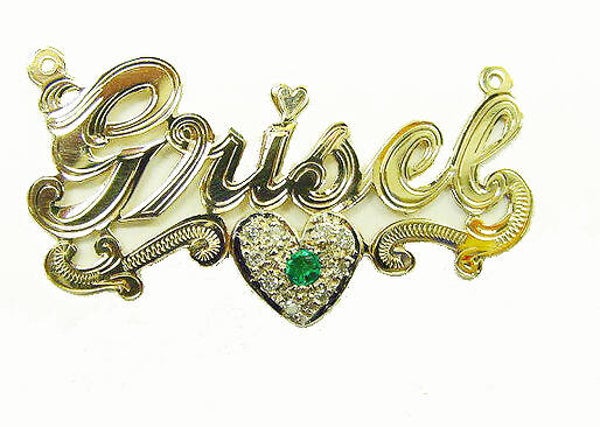 Name plate ARNM 16 Birthstone & Diamond Model 14K