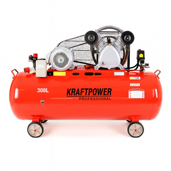 Compresseur d'Air KRAFTPOWER 300L – 5,5 kW / 7,5 CV Triphasé à 2 Pistons