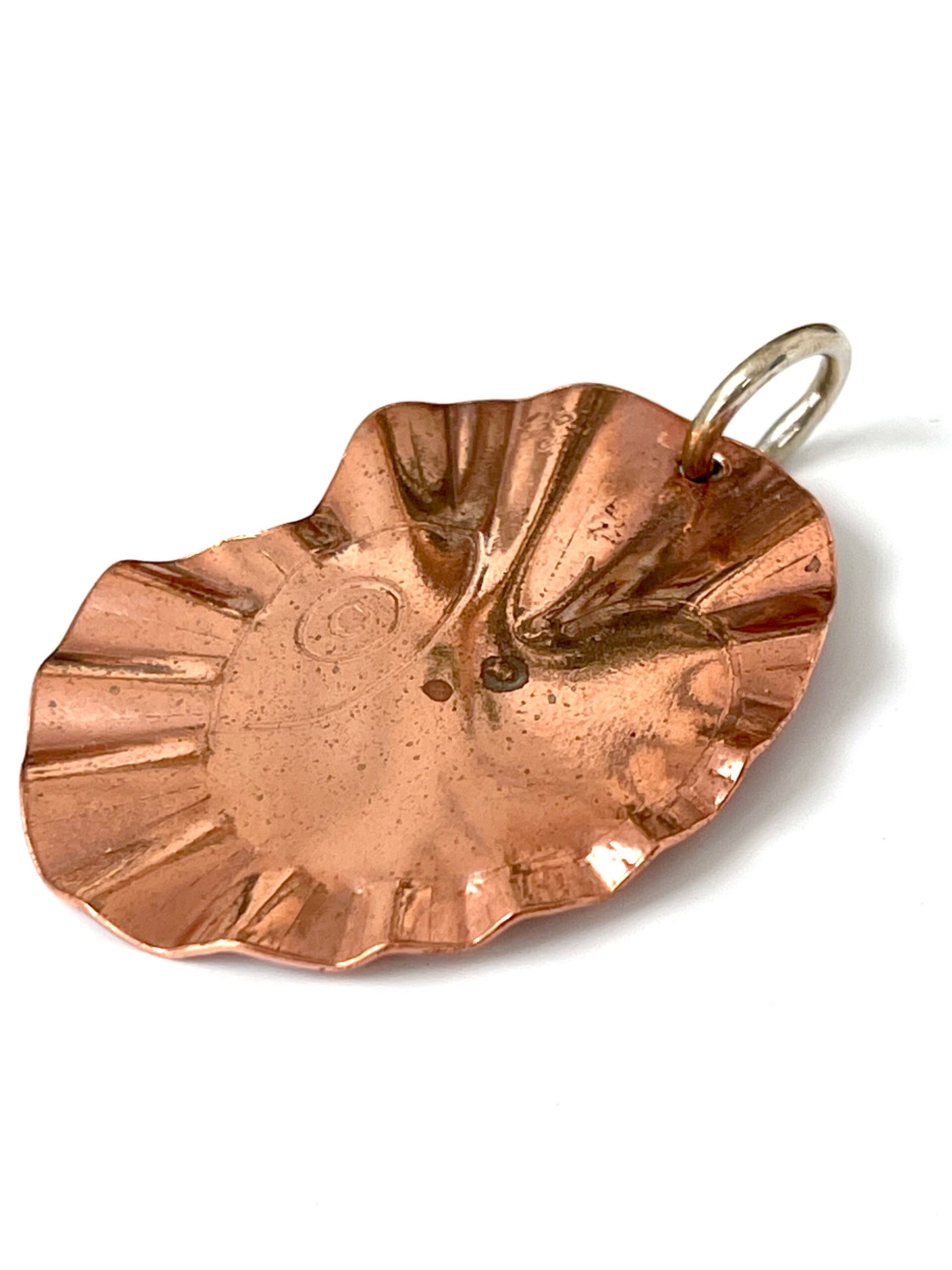 Koperen hanger met zilveren oog