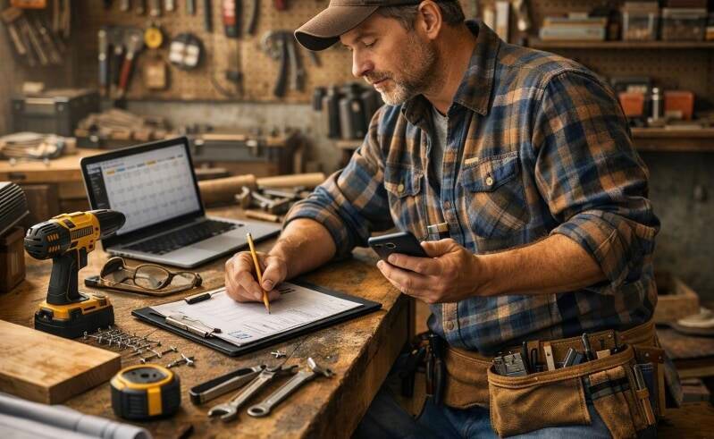 self employed person working out a quote for a customer 