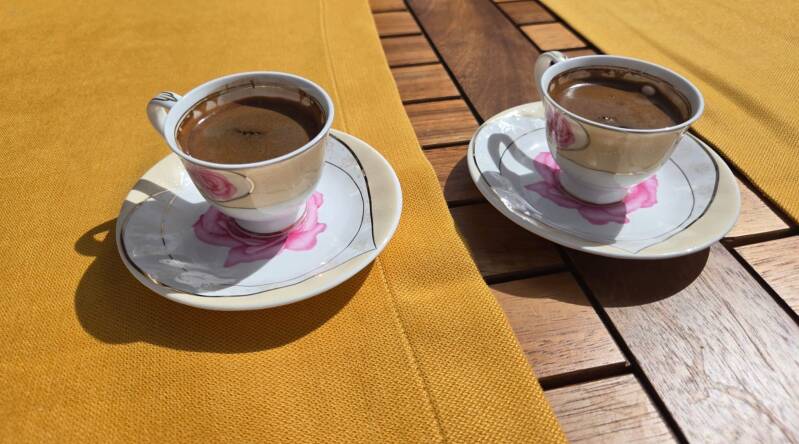 Cups of tasty coffee on a summers day an enjoyable moment 