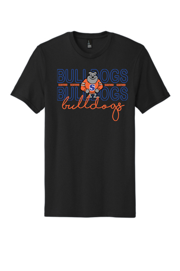 Bulldog on Repeat on Black Tee