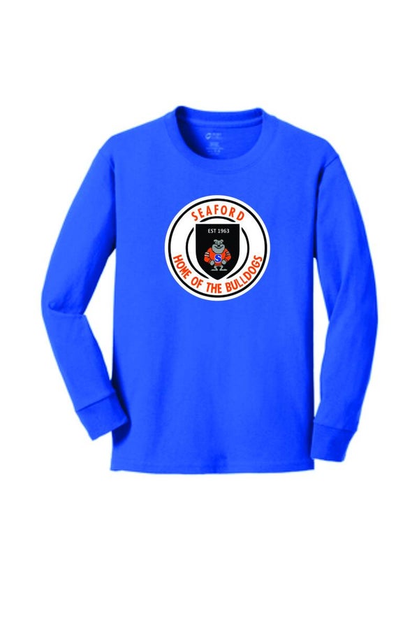 Seaford Bulldogs Badge on Royal Long Sleeve Tee