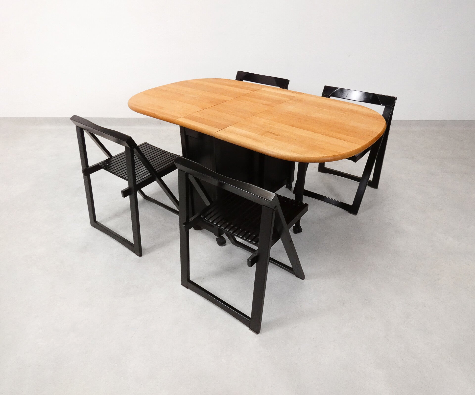 4 Trieste folding chairs with storrage table - Aldo Jacober for A. Bazzani