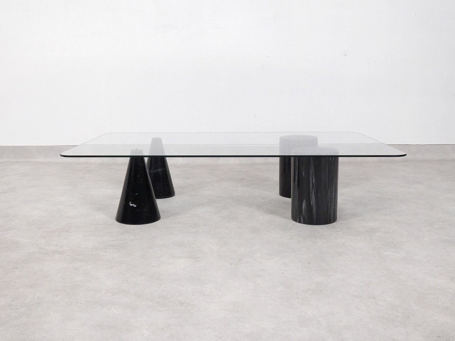 Rectangular Italian marble & glass coffee table