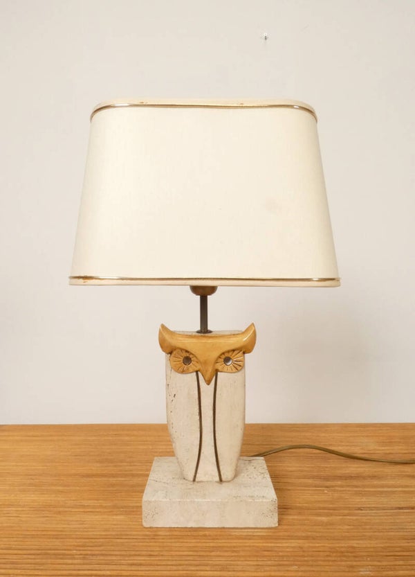 Travertin "owl" table lamp