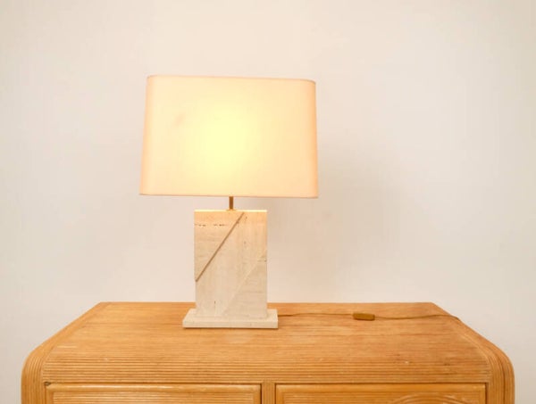 Mid Century travertin table lamp