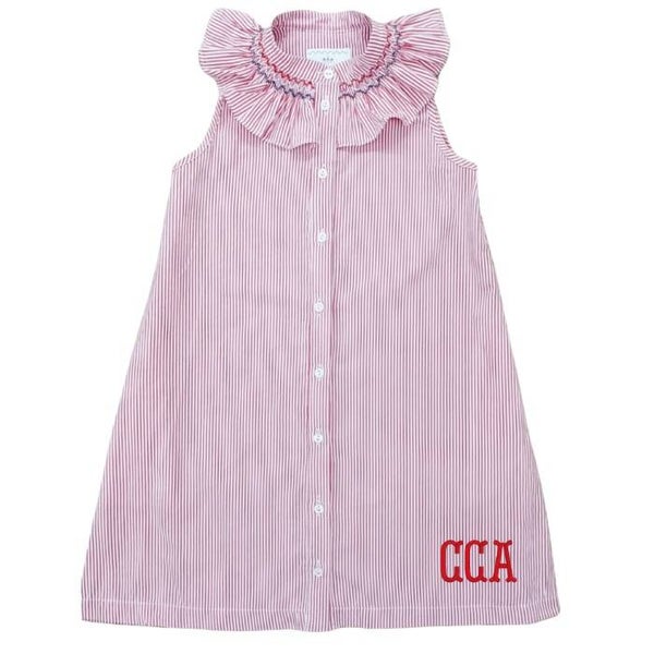 Girls Red Seersucker Casner Dress