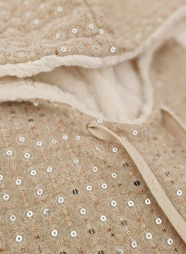 Col à capuche Sequins Beige