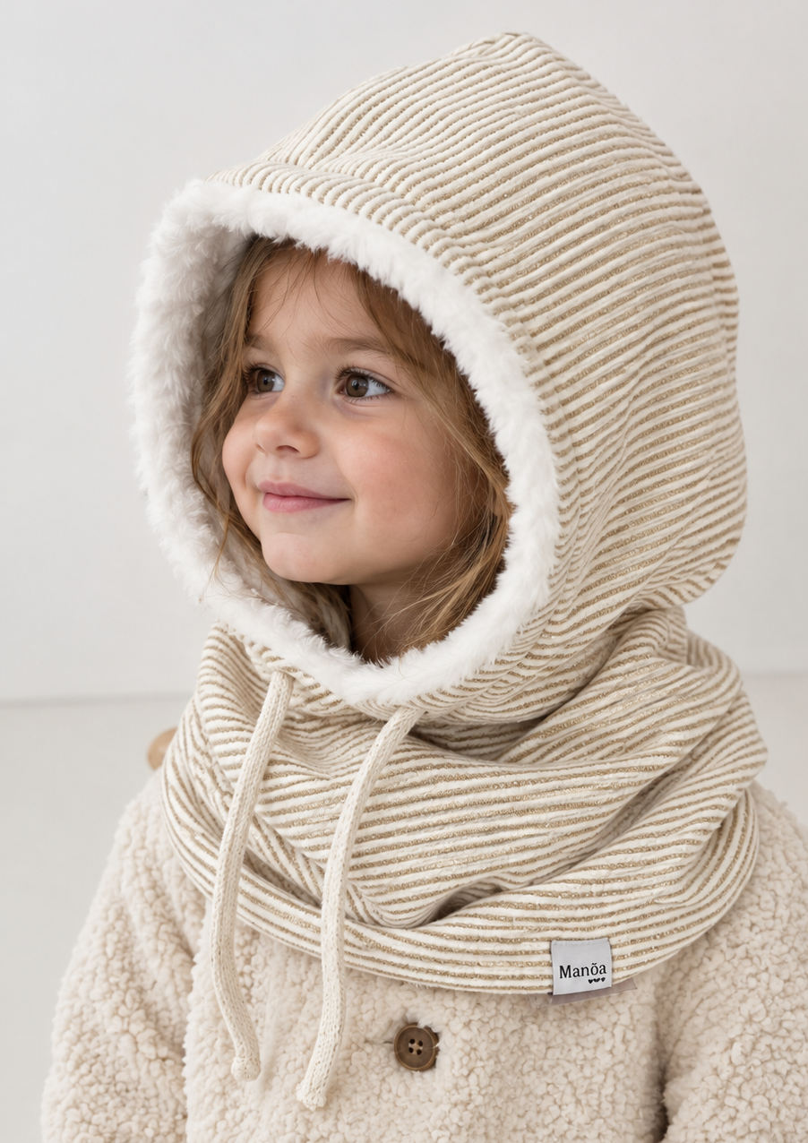 Col à capuche enfant - Lignes dorées