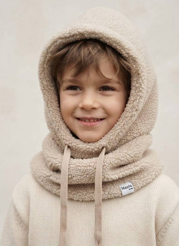 Col à capuche enfant - Teddy beige
